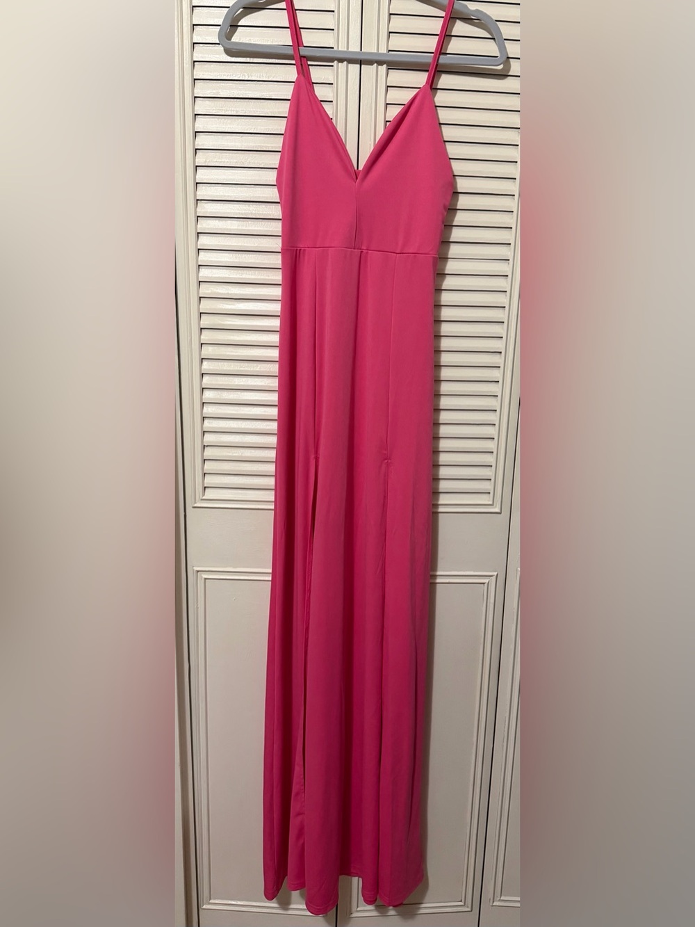 Hot Pink Strapless Evening Gown